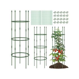 40"/60" Tall Plant Support Stands with Clips and Ties (Color: Green, size: M)