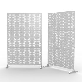 6.5 ft. H x 4 ft. WPatio Laser Cut Metal Privacy Screen;  24"*48"*3 panels (Material: Galvanized steel, Color: White)