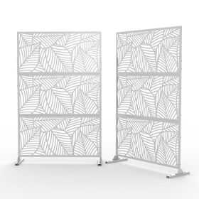 6.5 ft. H x 4 ft. W Patio Laser Cut Metal Privacy Screen;  24"*48"*3 panels (Material: Galvanized steel, Color: White)