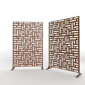 6.33 ft. H x 3.93 ft. W Laser Cut Metal Privacy Screen; 24"*48"* 3 panels (Material: Galvanized steel, Color: Brown)