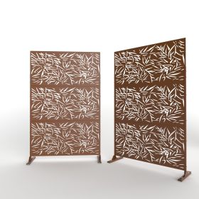 6.5 ft. H x 4 ft. W Outdoor Laser Cut Metal Privacy Screen;  24"*48"*3 panels (Material: Galvanized steel, Color: Brown)