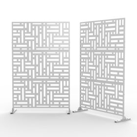 6.33 ft. H x 3.93 ft. W Laser Cut Metal Privacy Screen; 24"*48"* 3 panels (Material: Galvanized steel, Color: White)