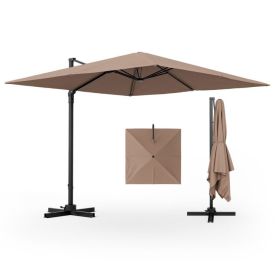 9.5 Feet Square Patio Cantilever Umbrella with 360° Rotation (Color: Coffee)