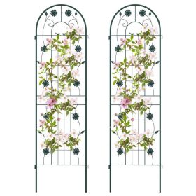 2 Pack 71 x 20 Inches Metal Garden Trellis Rustproof Plant Support for Climbing Plants (Color: Green)