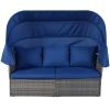 Outdoor Patio Furniture Set Daybed Sunbed with Retractable Canopy Conversation Set Wicker Furniture Sofa Set