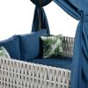 Outdoor Patio Sunbed with Curtains, High Comfort, Suitable for Multiple Scenarios