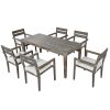 [Not allowed to sell to Wayfair] Acacia Wood Outdoor Dining Table And Chairs Suitable For Patio; Balcony Or Backyard