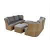 U_Style Customizable Outdoor Patio Furniture Set, Wicker Furniture Sofa Set with Thick Cushions, Suitable for Backyard, Porch.